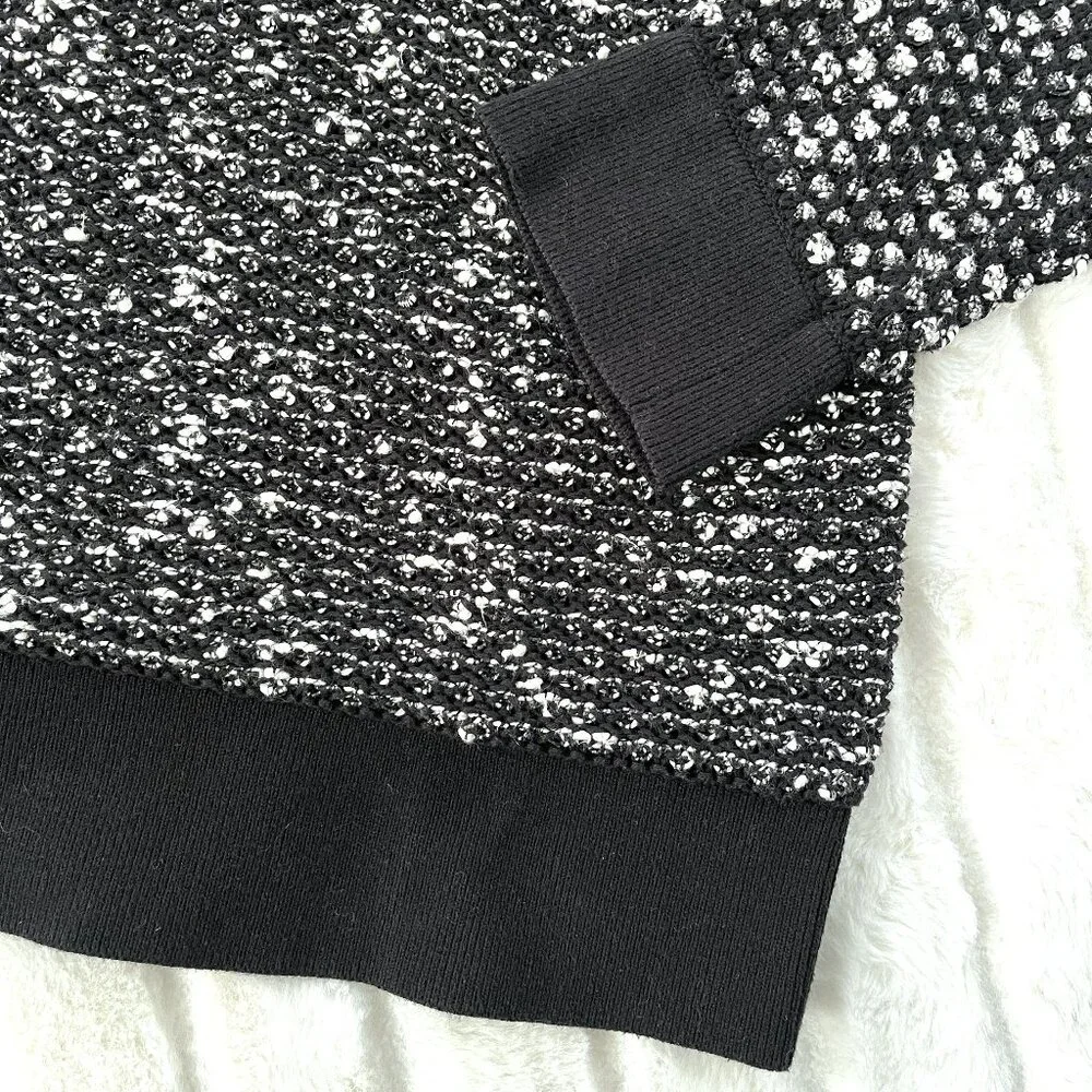LOFT Textured Knit Sweater (Black/White) M